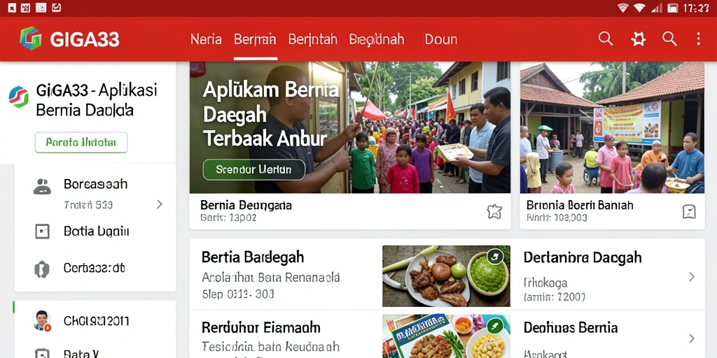 Antarmuka aplikasi GIGA33 menampilkan berita daerah secara jelas dan menarik.