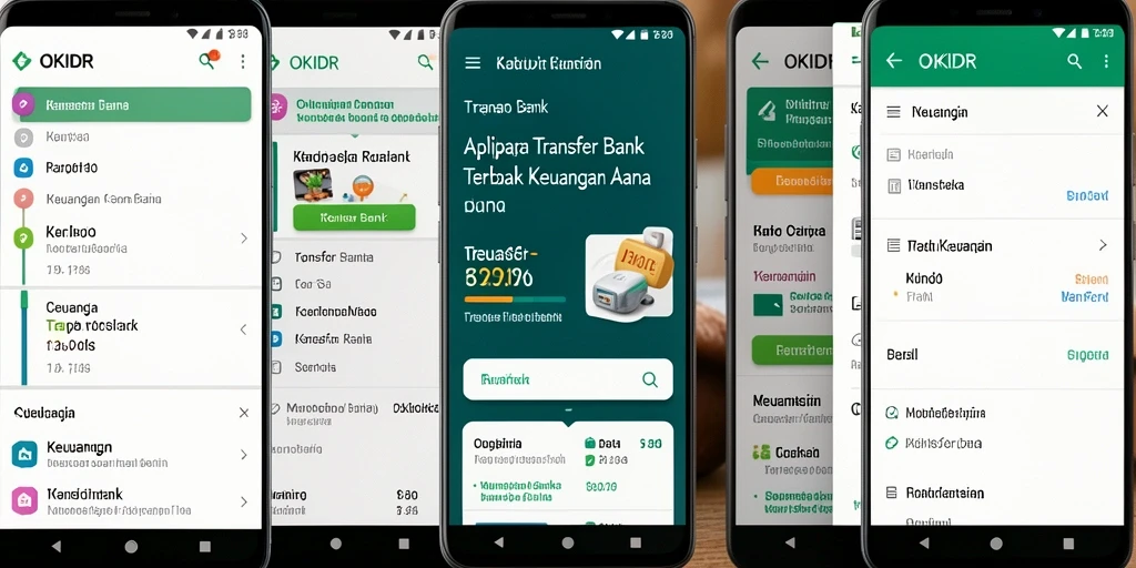 Tampilan antarmuka aplikasi OKIDR untuk Transfer Bank yang modern dan user-friendly.