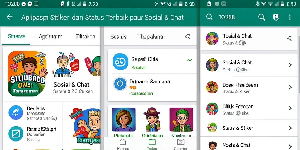 Antarmuka TO288 dengan berbagai pilihan stiker yang menarik